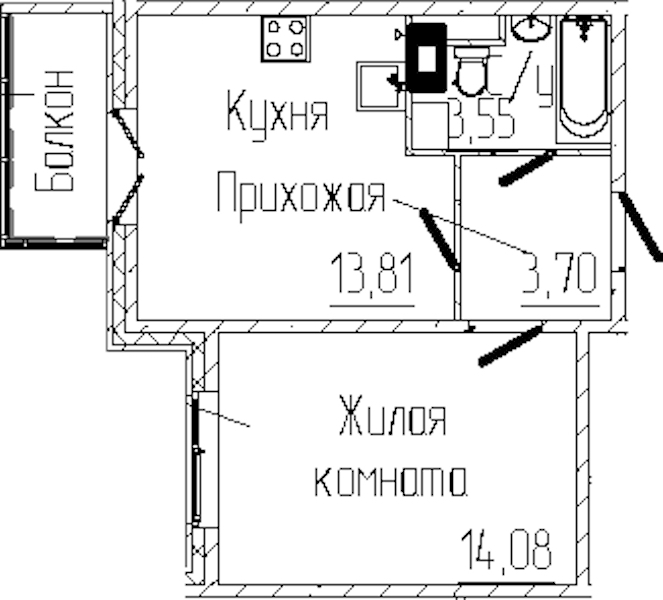 1-комнатная квартира 36.1 м², 3/6 эт., ЖК «SERTOLOVO PARK»